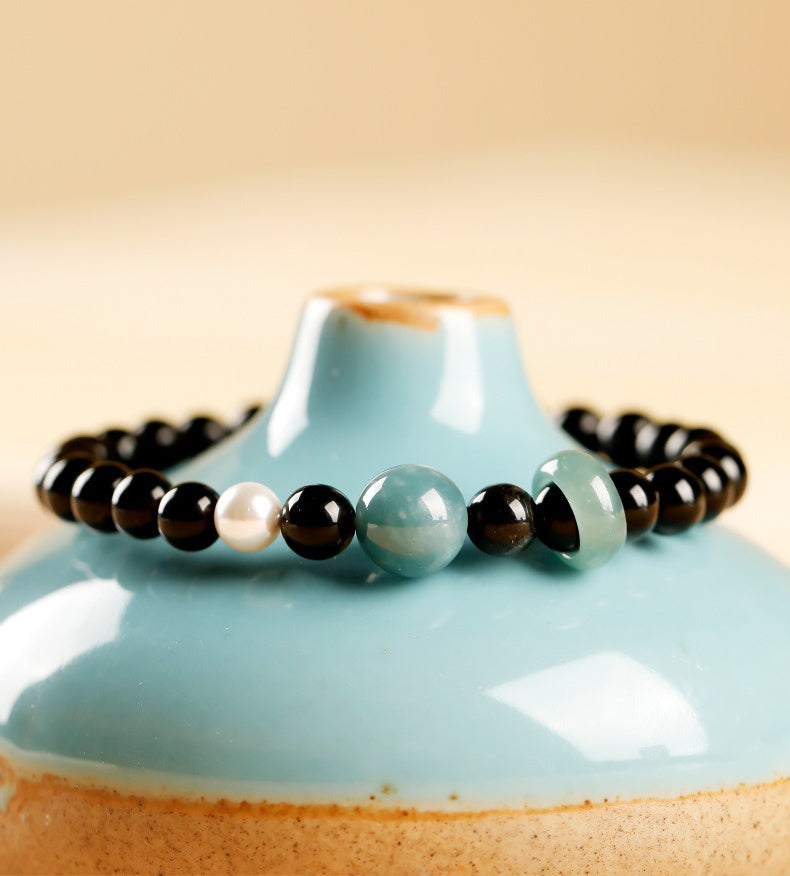 A Brighter Turn-Blue Water Jade Obsidian Bracelet