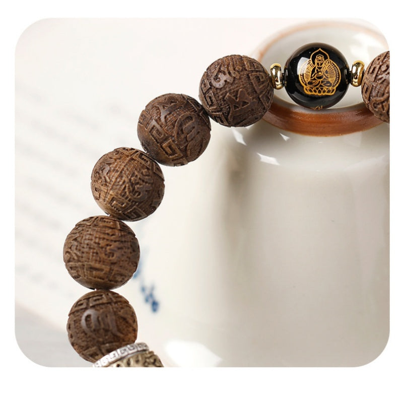 Blue Water Jadeite Pixiu Sandalwood Bracelet-Quiet Resolve