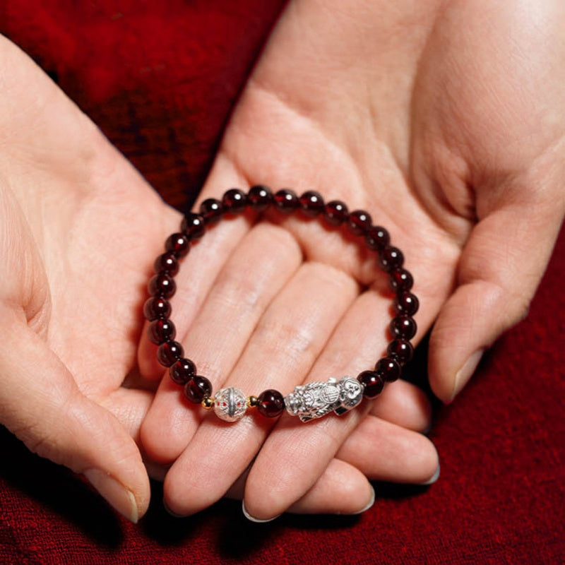 Pixiu Garnet Bracelet-Devotion & Prosperity