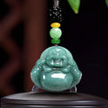 Laughing Buddha Blue-Green Jadeite Pendant-Room for Joy