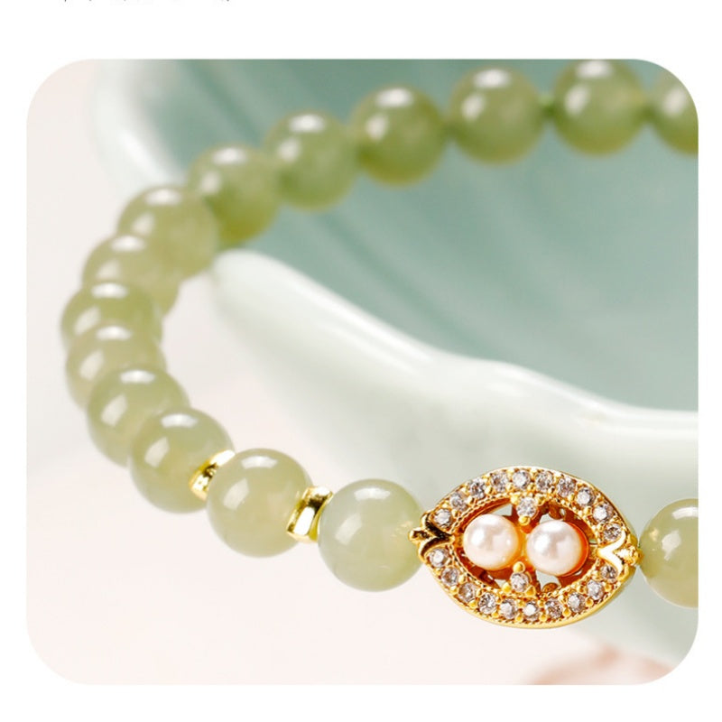 Hetian Jade Pearl Cluster Bracelet-Refined Balance