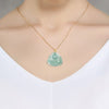Blue Jadeite God of Wealth Pendant – Natural Ice-Type Jade Necklace with 18K Gold Setting