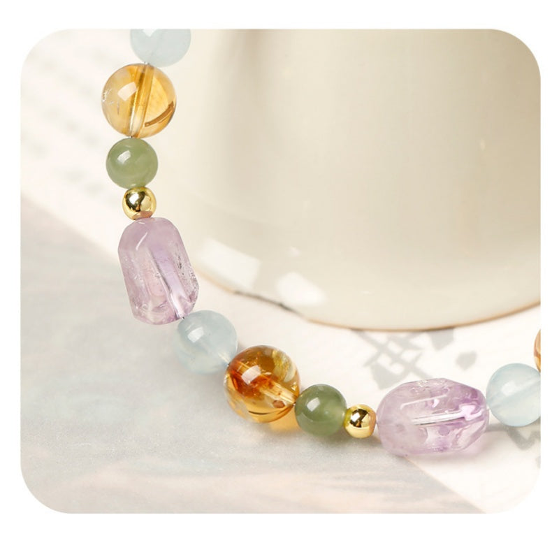 Citrine Amethyst Multi-Gemstone Bracelet-Balanced Light
