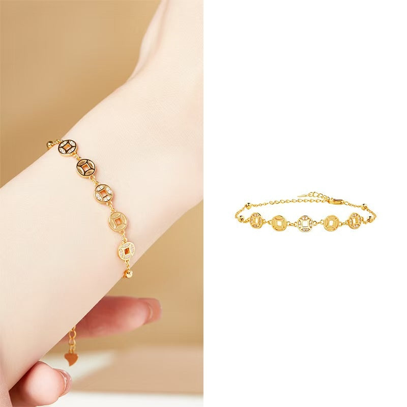 Rolling Fortune Coin Bracelet –18k Gold Plated 925 Sterling Silver