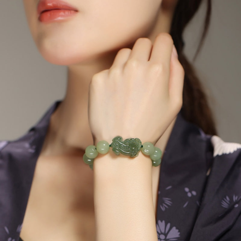 Pixiu Nephrite Jade Bracelet-A Wish for Prosperity
