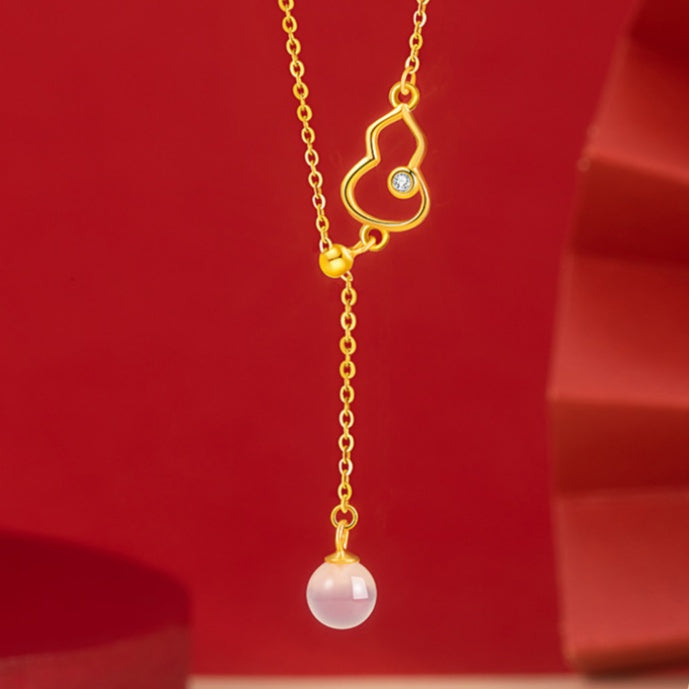 Blessings and Prosperity-Gourd Chalcedony Drop Necklace