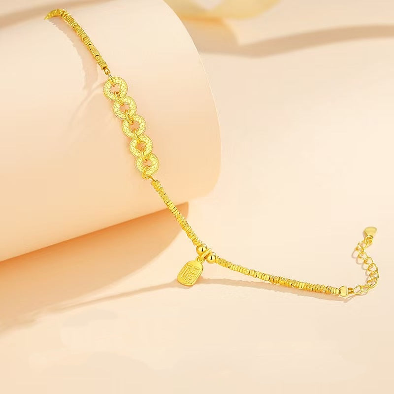 Prosperity Bond – Ice-Crack Five Emperor Coins Silver Bracelet