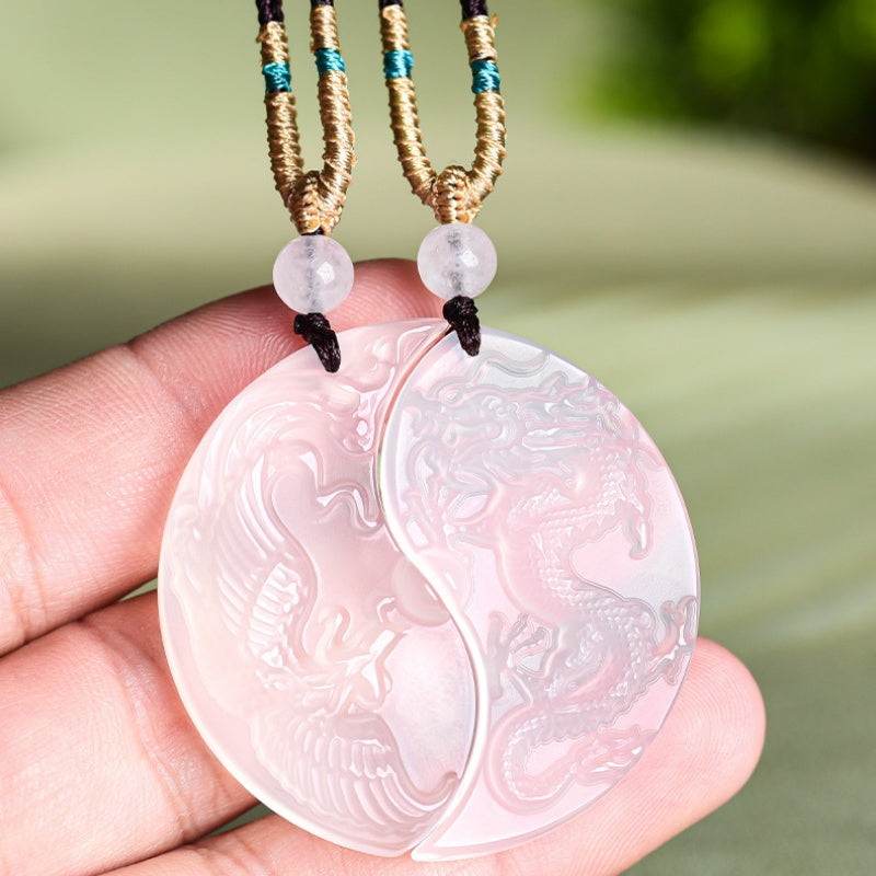 Dragon & Phoenix Couple Agate Unity Pendant Set – Love, Harmony