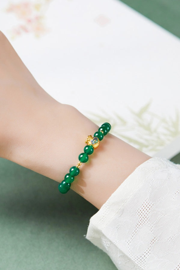 Ruyi Blessing Pouch Chalcedony Bracelet – Serenity, Joy & Good Fortune