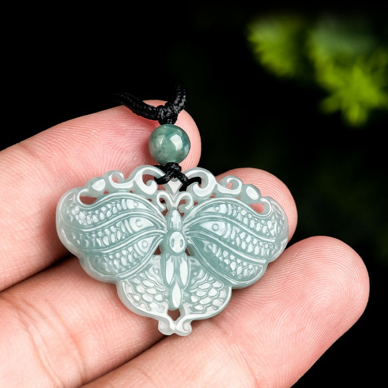 Serene Transformation Butterfly Jade Pendant-Whispers of the Azure Wing: A Soul’s Metamorphosis