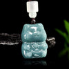 Blue Jade Wealth Cat Pendant – Prosperity, Fortune & Joy