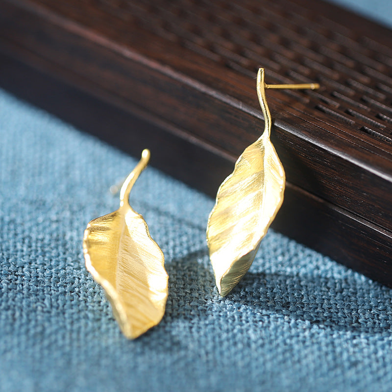 A Softer Pace-Textured Leaf Earrings & Necklace