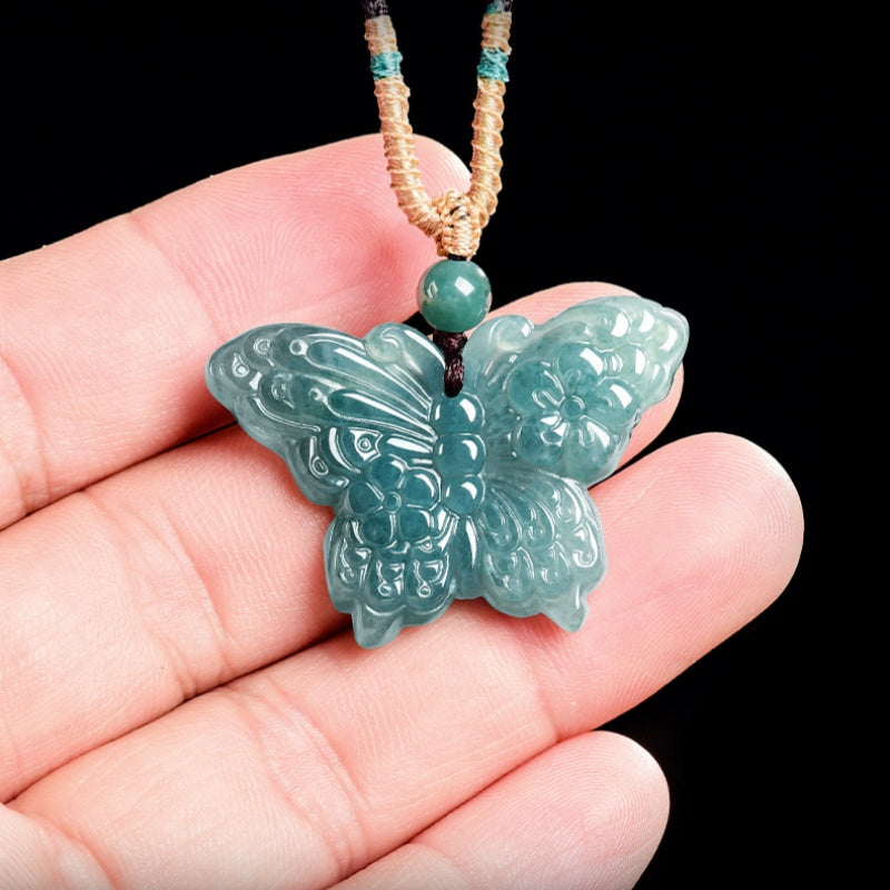Love Blessing Butterfly Jade Pendant Necklace– Symbol of Longevity & Eternal Love