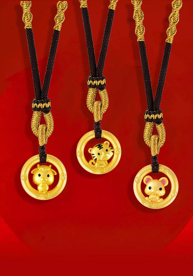 Twelve Gold Zodiac Peace-Guard Amulet Necklace Series