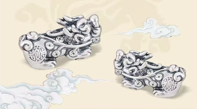 999 Silver Pixiu Handmade Rope Magnetic Clasp Bracelet-Attract Wealth