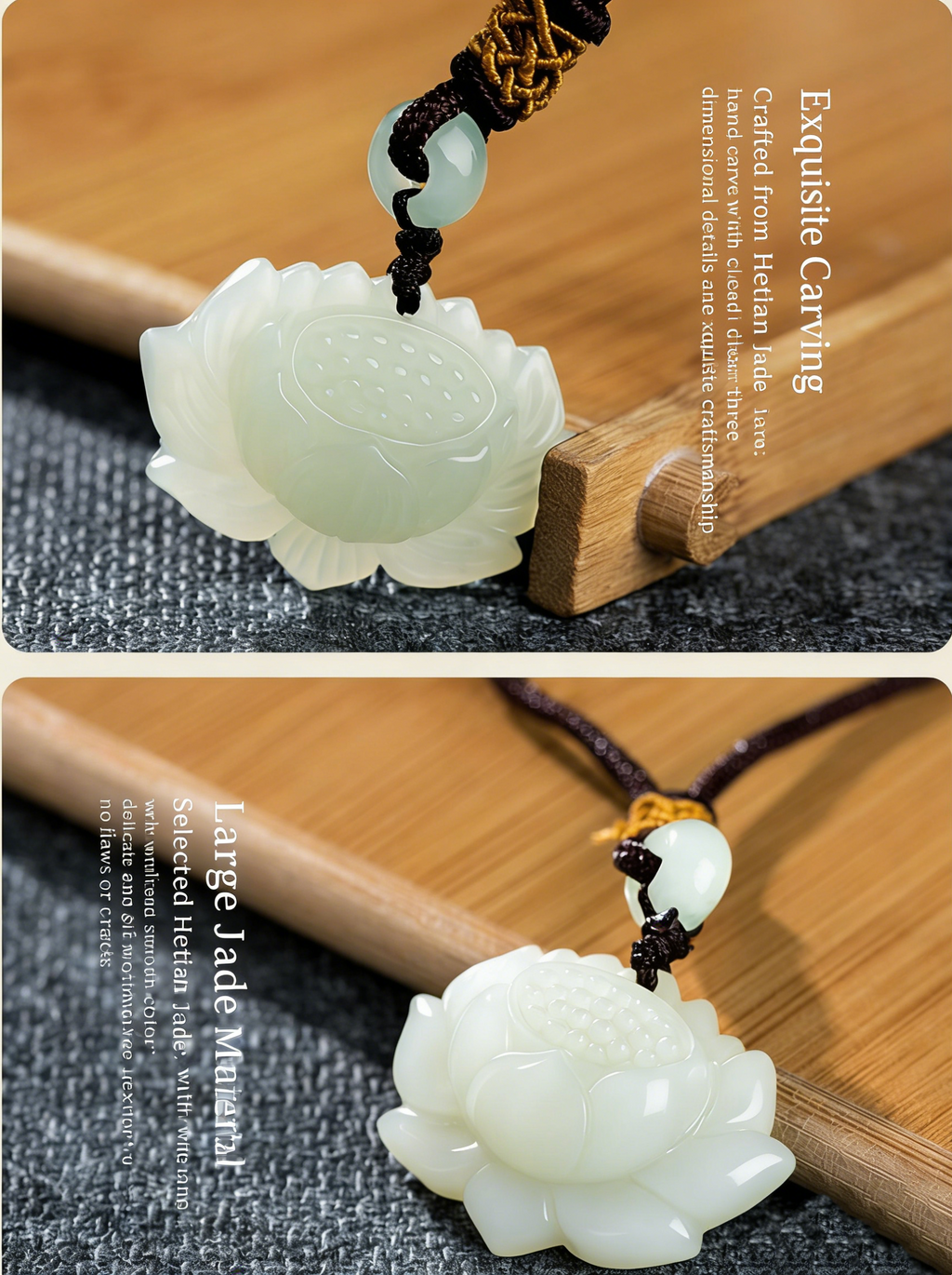 Purity Protection Lotus Hetian Jade Pendant Necklace-Symbol of Purity & Inner Peace
