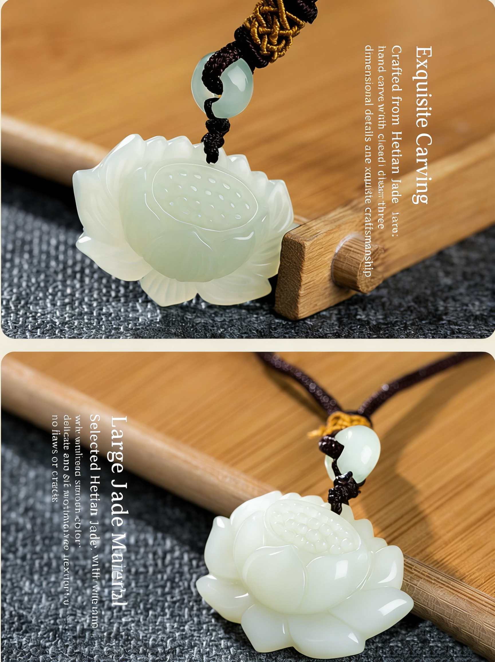 Purity Protection Lotus Hetian Jade Pendant Necklace-Symbol of Purity & Inner Peace