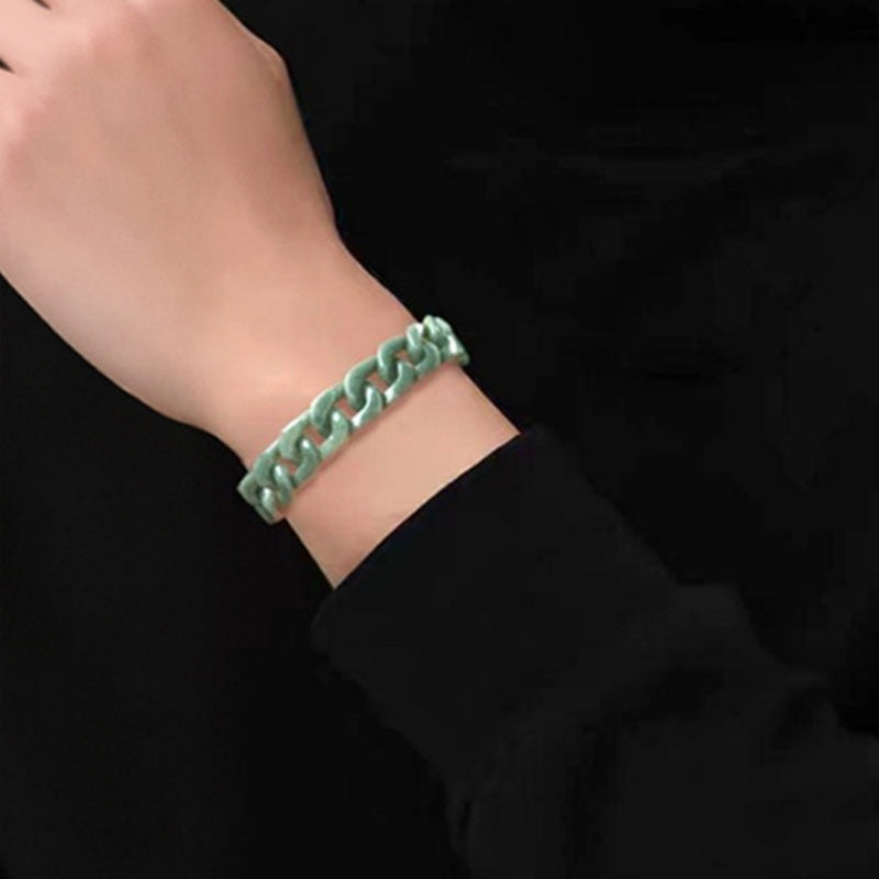 Natural Jadeite Cuban Chain Hand-Carved Bracelet-Premium Urban Jewelry in 3 Colors