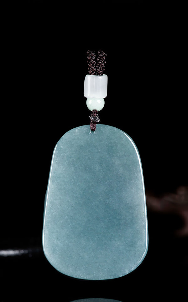 Natural Grade A Blue Jadeite Qilin Pendant – Ice Variety Jade Necklace for Men