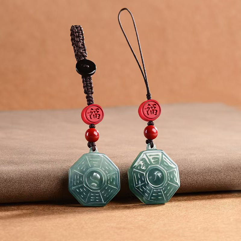 Quiet Guardian Jade Bagua Phone & Keychain Charm Description