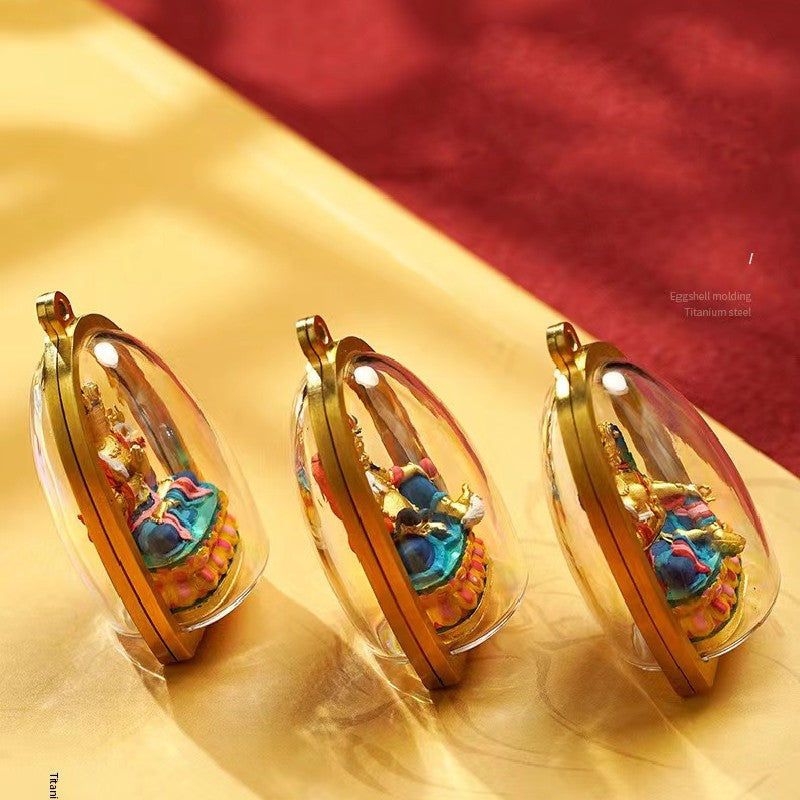 Tibetan Tsa Tsa 3D Buddha Amulet-Handmade Panting Ghau Prayer Box Pendant
