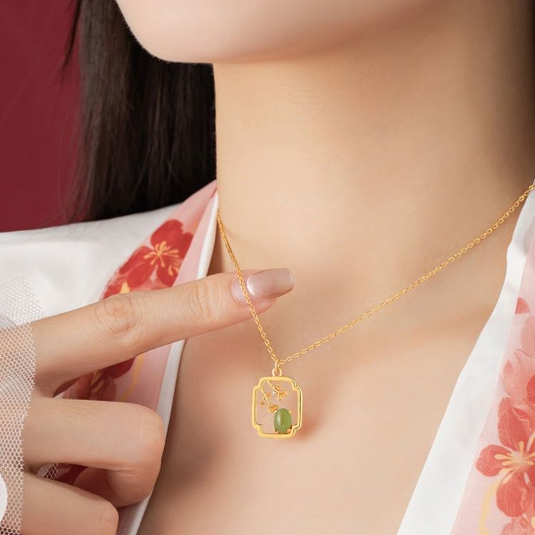 Ginkgo Leaf Nephrite Jade Necklace-Peace and Joy