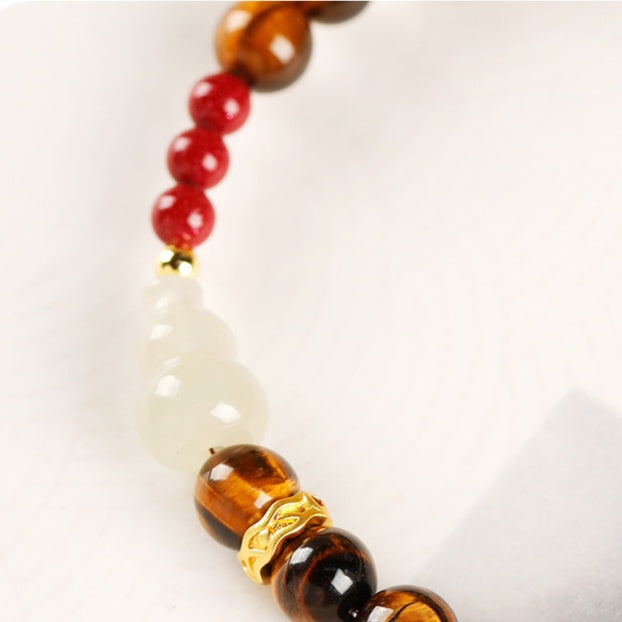 Tiger Eye & Jade Gourd Protection Bracelet – Calm Energy & Good Fortune Charm