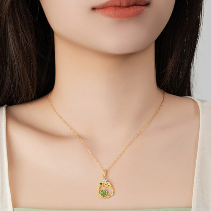 Floral Nephrite Jade Necklace-Beauty & Wholeness