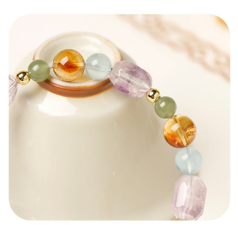 Citrine Amethyst Multi-Gemstone Bracelet-Balanced Light