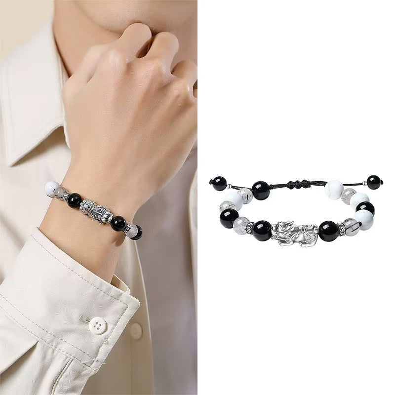 999 Silver Pixiu Classic Couple Bracelet-Protection and Wealth