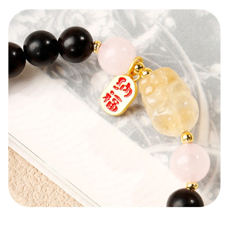 Citrine Pixiu Sandalwood Bracelet-Fortune in Motion