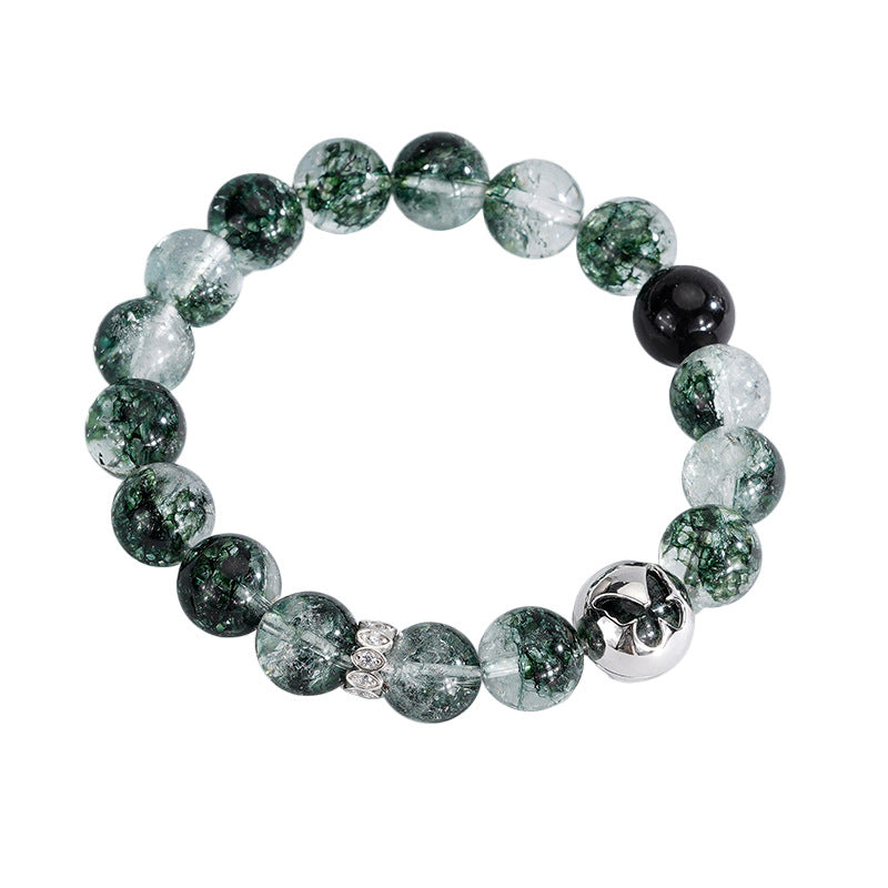 Green Phantom Quartz Bracelet with 925 Silver Butterfly – Crystal of Clarity, Growth & Good Fortune