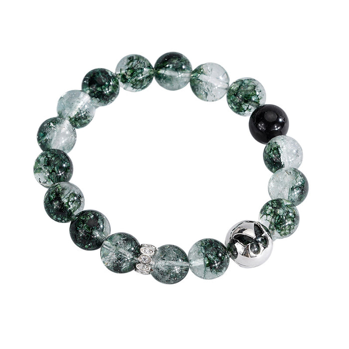 Green Phantom Quartz Bracelet with 925 Silver Butterfly – Crystal of Clarity, Growth & Good Fortune