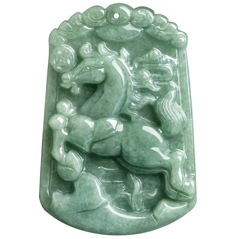 Natural Green Jade Horse Pendant – Symbol of Success & Strength