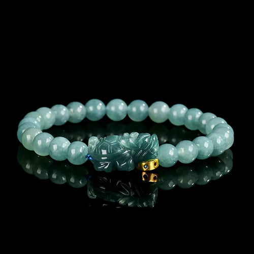 The Prosperous Dragon Turtle Jade Bracelet-18K Gold-Plated Wealth Bead for Protection & Steady Prosperity