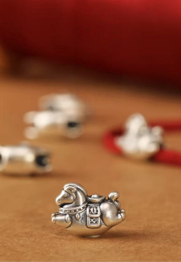 999 Silver "Heavenly Joy" Pony Bracelet with Adjustable Handmade Cord