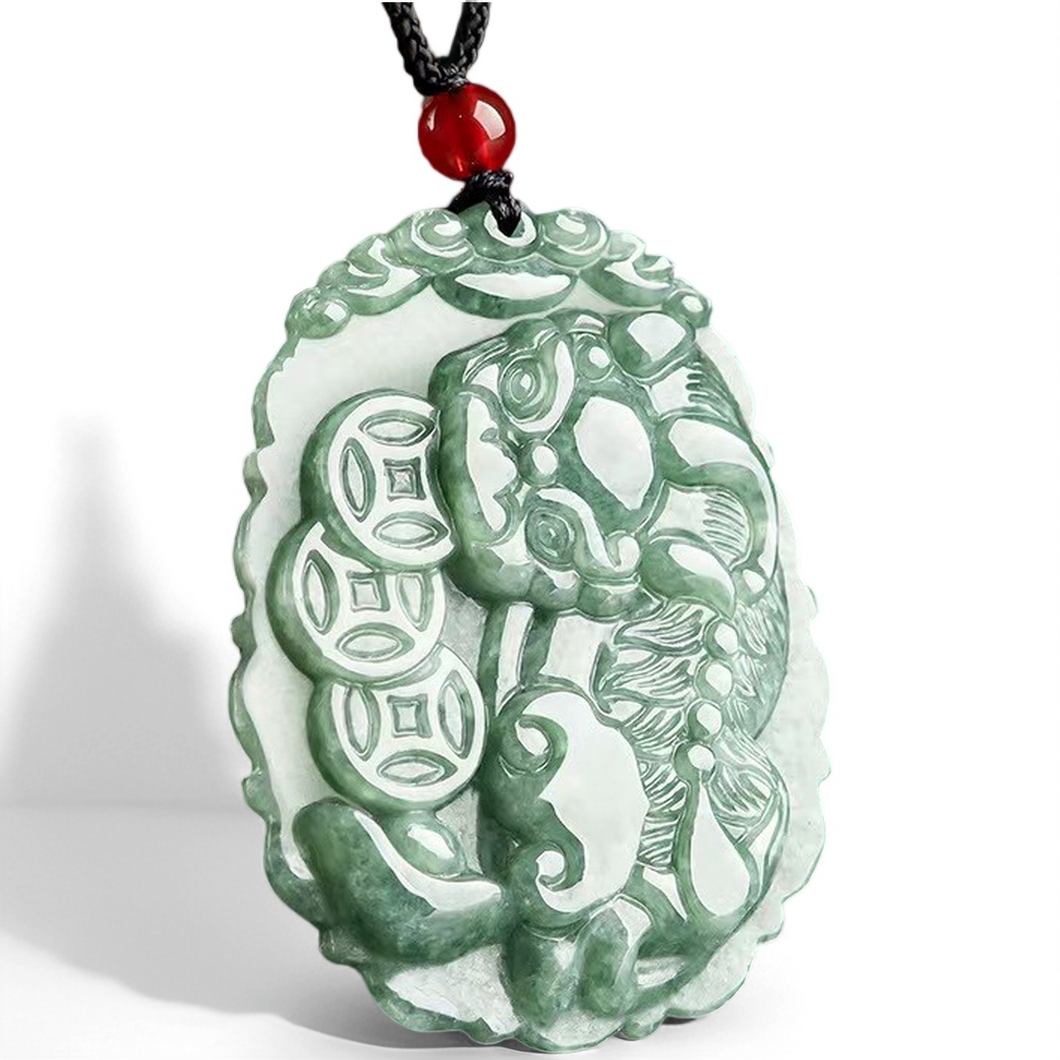 Jade Pixiu Pendant with Coin Design – Elegant Talisman for Wealth & Protection