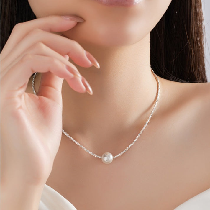 Shell Pearl Sterling Silver Necklace-Always Back to You