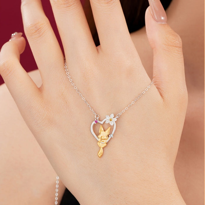 Fox Heart Shell S925 Sterling Silver Necklace-Grace and Affection