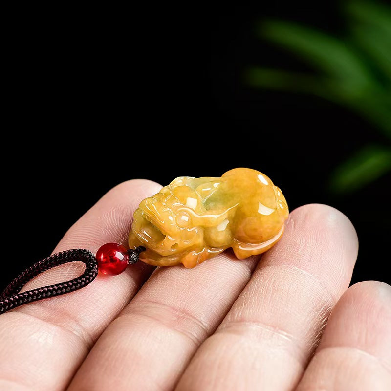 Natural Yellow Jade Pixiu Pendant – Symbol of Prosperity, Protection & Confidence