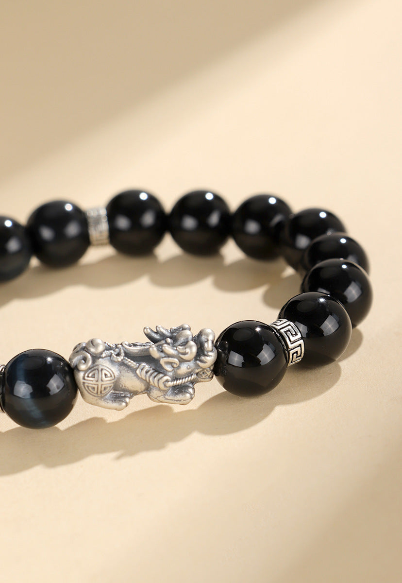 Black Agate Pixiu Wealth Protection Bracelet