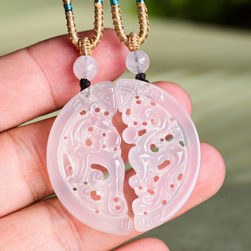 Dragon & Phoenix Hollow Design Aaget Pendant Set – Unity, Love & Lifelong Bond
