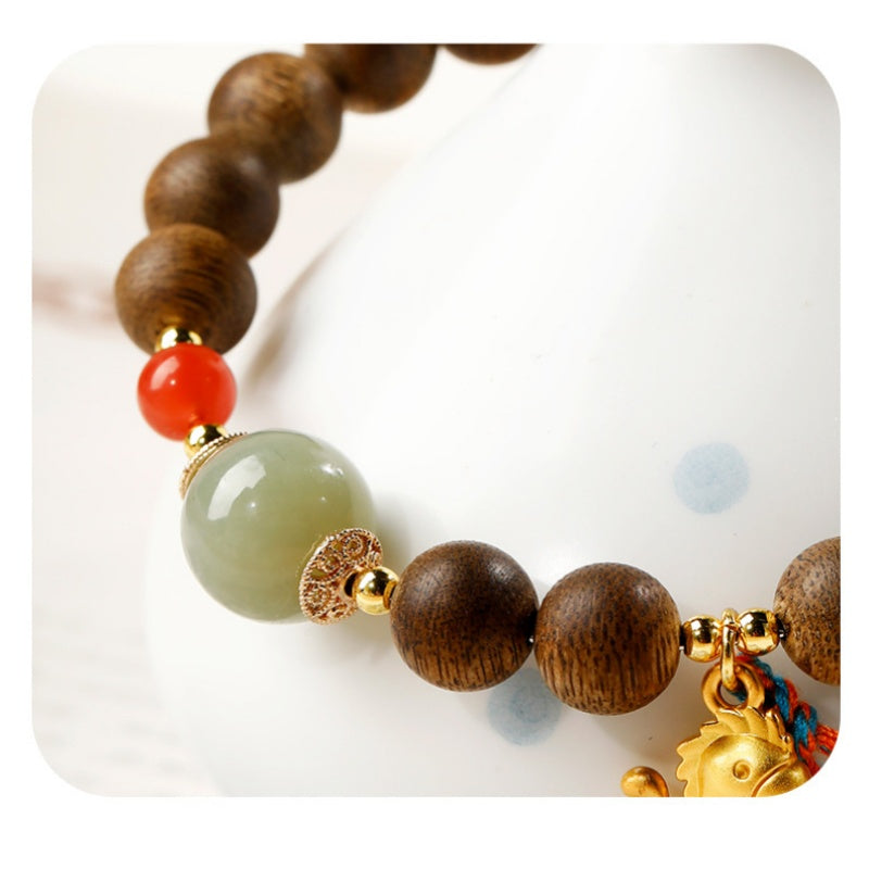 Gold-Tone Lucky Horse Agarwood Bracelet-Steady Progress