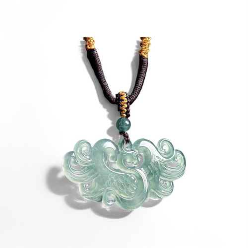 Ice Jade Phoenix Hand-Carved Pendant-Protection and Prosperity