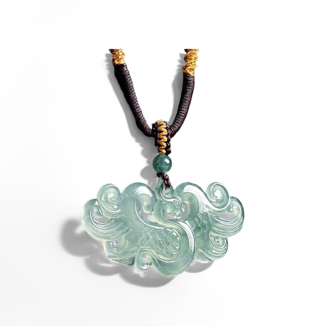 Ice Jade Phoenix Hand-Carved Pendant-Protection and Prosperity
