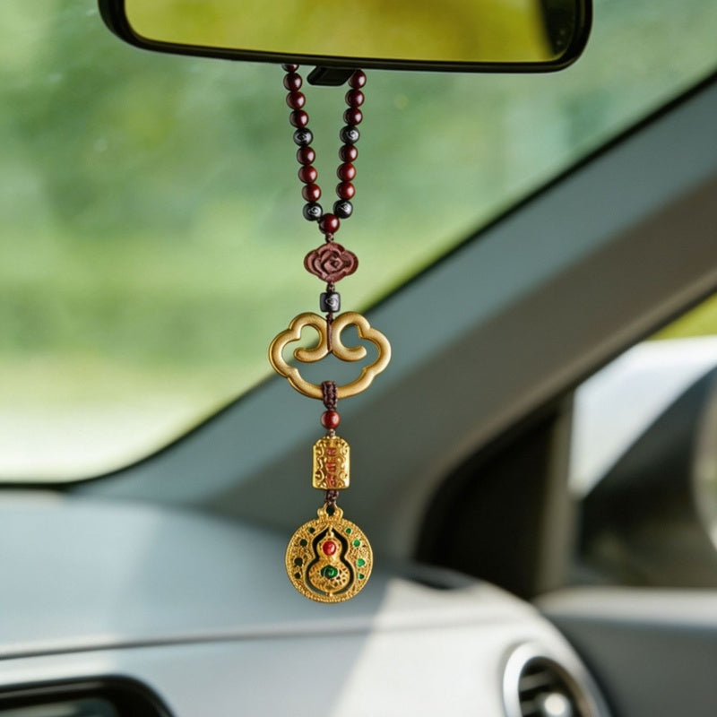 Enamel Gourd Sandalwood Car Charm-Peaceful Journeys