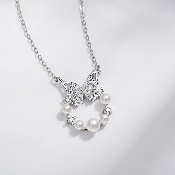 Butterfly Pearl Wreath Necklace-Sweet Love & Wishes