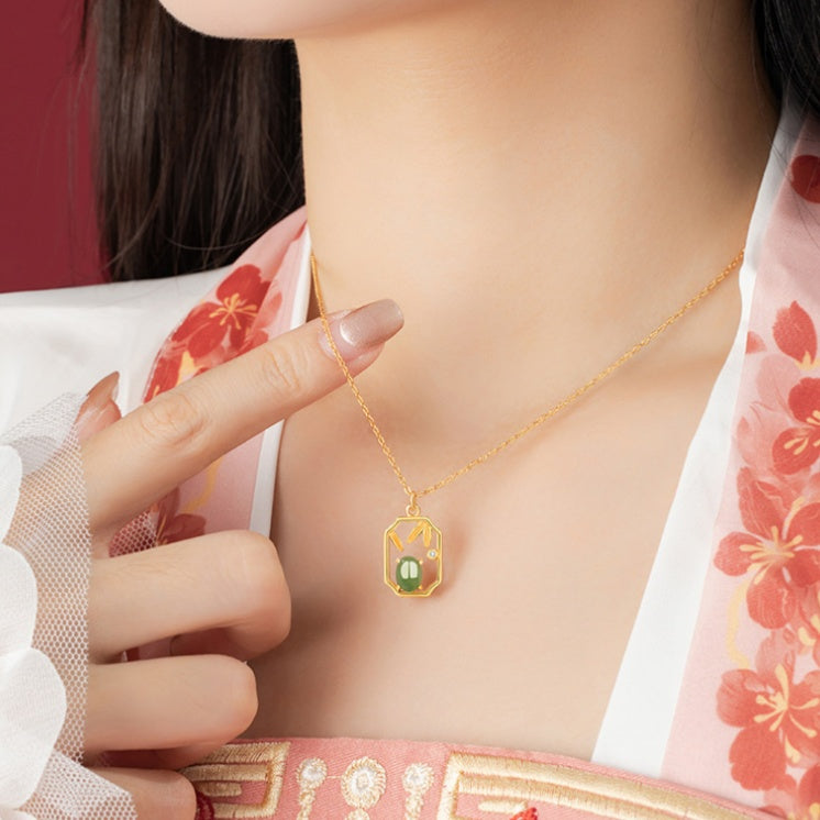 Leaf Nephrite Jade Necklace-Peace and Joy