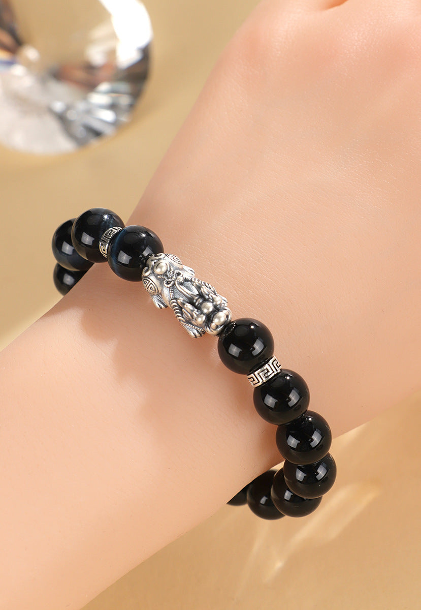 Black Agate Pixiu Wealth Protection Bracelet