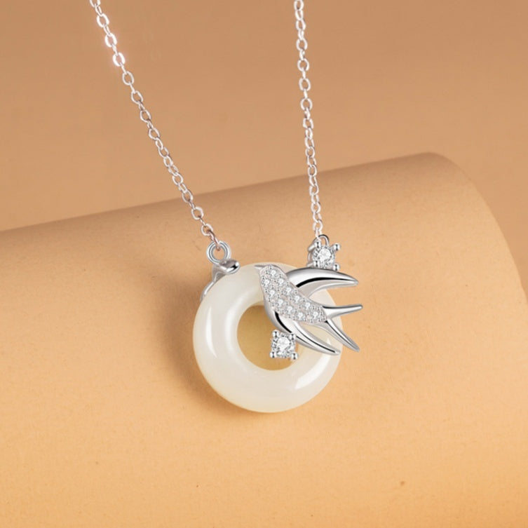 Swallow White Chalcedony Necklace-Follow Your Dreams
